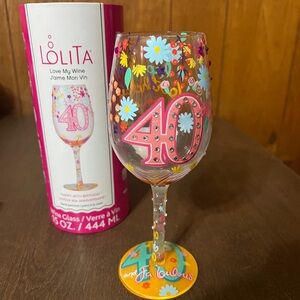 Lolita 40th Birthday Wine Glass Love My Wine 15 Oz Incomplete Box No Lid